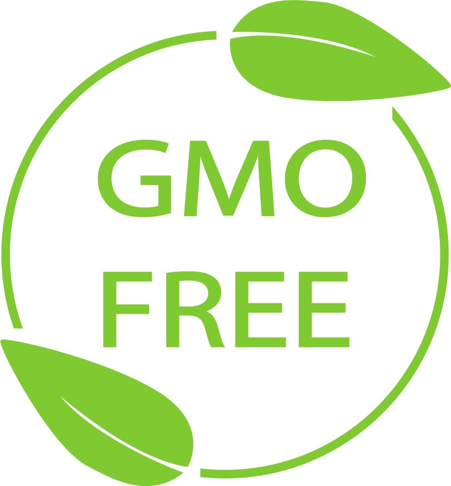 Logo GMO-FREE. text: GMO-FREE