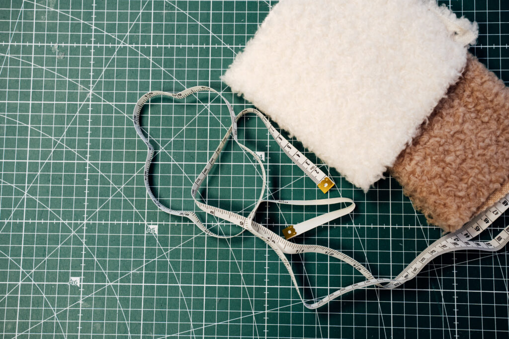 A grid, textile meter, fabric swatches for confection and measurement NOOSA® PLA fabrics